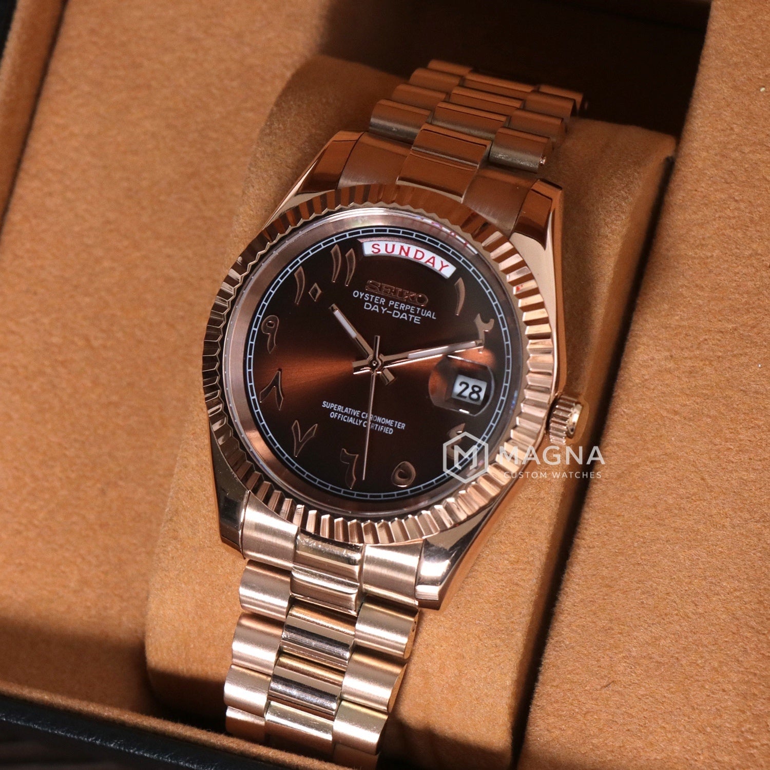 Seikojust | Daydate Rose Gold - Chocolate Arabic